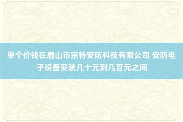 单个价钱在眉山市宗特安防科技有限公司 安防电子设备安装几十元到几百元之间